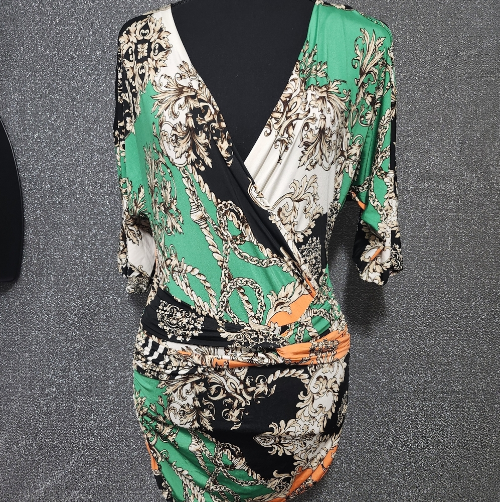 Elegant Green and Black Wrap Top